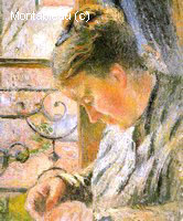 Portrait de Madame Pissarro entrain de Coudre près d'une Fenêtre