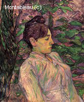 Femme Assise dans un Jardin
