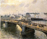 Le Pont Boieldieu, Rouen, Soleil, Temps Brumeux