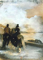 Deux Cavaliers près d'un Lac