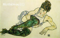 Reclining Woman with Green Stockings