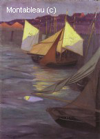 Bateaux au port d'Honfleur, effet du soir
