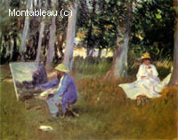 Claude Monet peignant dans un jardin