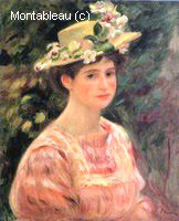 Jeune Femme Portant un Chapeau aux Roses Sauvages