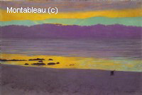 Coucher de soleil jaune et vert