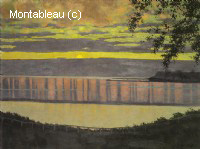 Coucher de soleil, ciel jaune et vert