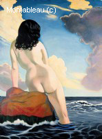 Baigneuse, ciel orageux