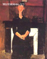 Woman Seated in Front of a Fireplace