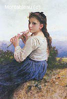 Young Girl Holding a Pink Gladiolus