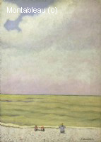 Plage, ciel mauve