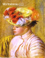 Young Woman Wearing a Hat with Flowers