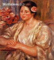 Madelaine in a White Blouse and a Bouquet of Flowers