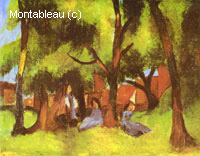Children under sunny trees