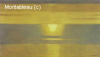 Coucher de soleil, brume jaune et gris