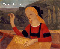 Embroiderer in a Landscape of Chateauneuf