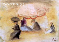 On the Beach, Figures under a Parasol