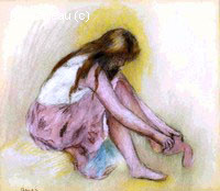 Young Girl Slipping on her Stockings