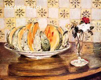 Still Life with a Melon and a Vase of Flowers