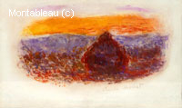 Meule de foin au coucher du soleil