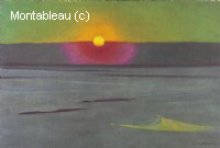 Soleil couchant dans la brume