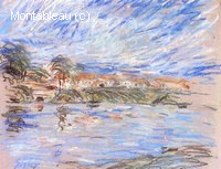 View of a Village by a River