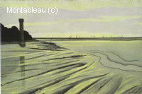 Vase à Honfleur, coucher de soleil jaune pâle