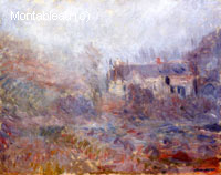 Maisons sur la Falaise dans le brouillard