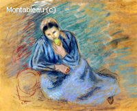 Paysanne Assise Croquant une Pomme