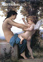 Young Girl Defending Herself Against Cupid