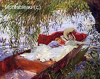 Two Women Asleep in a Punt under the Willows