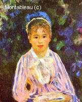 Young Woman in a Blue and Pink Striped Blouse